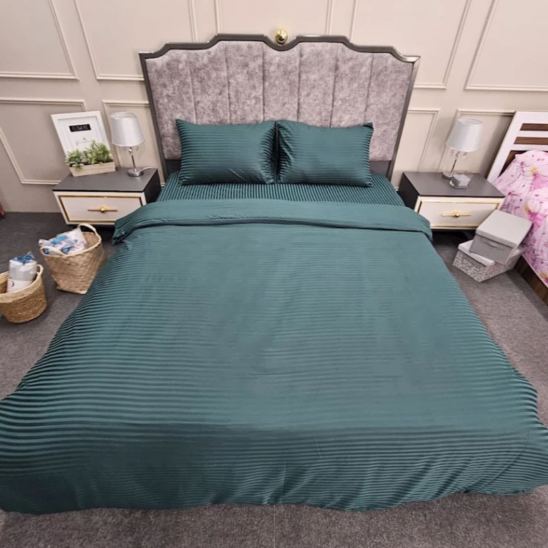 Комплект постельного белья Sahara SHA-000075 пододеяльник 200x220, простыня 230x240, наволочки 50x70, двуспальный, хлопок, зелеый