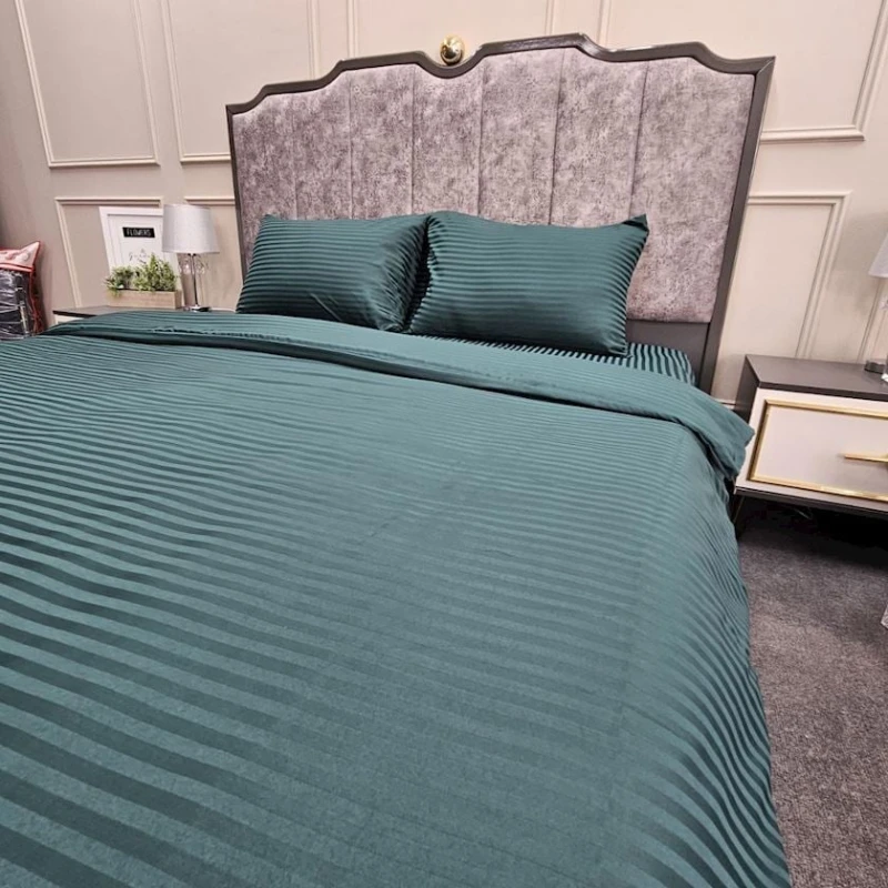 Комплект постельного белья Sahara SHA-000075 пододеяльник 200x220, простыня 230x240, наволочки 50x70, двуспальный, хлопок, зелеый