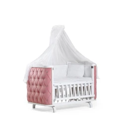 Детская кроватка Tahterevalli Luxor, белая/розовая, бук, 0-24 месяцев