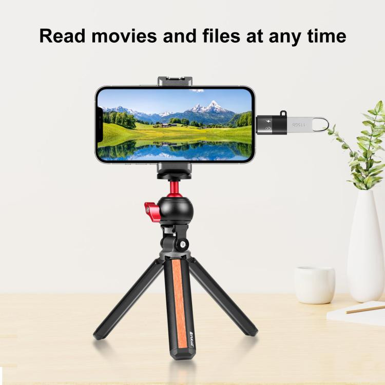 Адаптер OTG Puluz USB-C/Type-C to 8 Pin Black Адаптер OTG Puluz USB-C/Type-C to 8 Pin Black