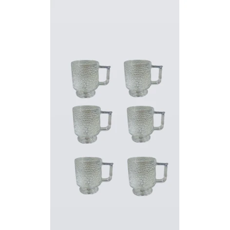 Fincan dəsti 6921-34, şüşə, boz, 350 ml, 6 əd