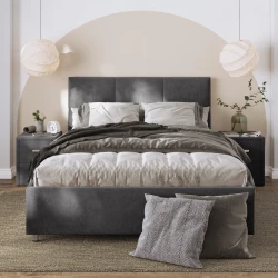 Двуспальная кровать Art_ikili_yataq 66, ламинат/текстиль, коричневая, 120x160х200 см