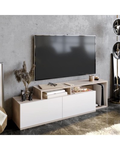 TV üçün tumba ev_12116154, laminat, ağ/qəhvəyi, 150x35x42 sm
