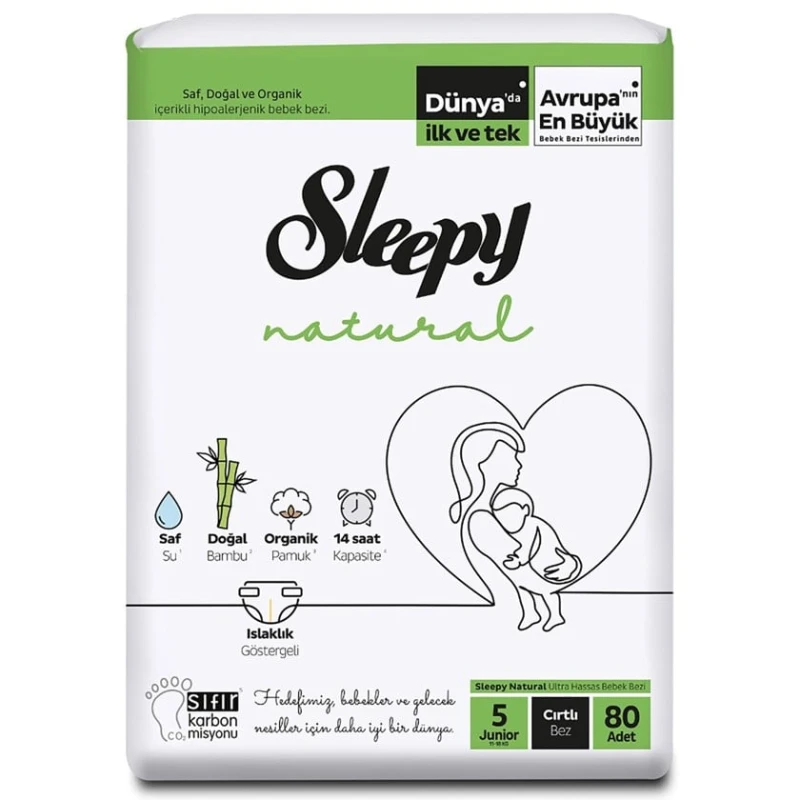 Подгузники Sleepy Natural 5 Junior, 11-18 кг, 80 шт