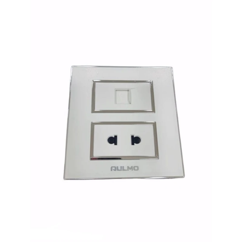 Выключатель одинарный с розеткой Aulmo, телефон+розетка, белый.