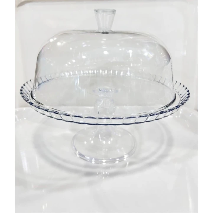 Akril,Qapaqlı Şəffaf Tort Qabı 28sm