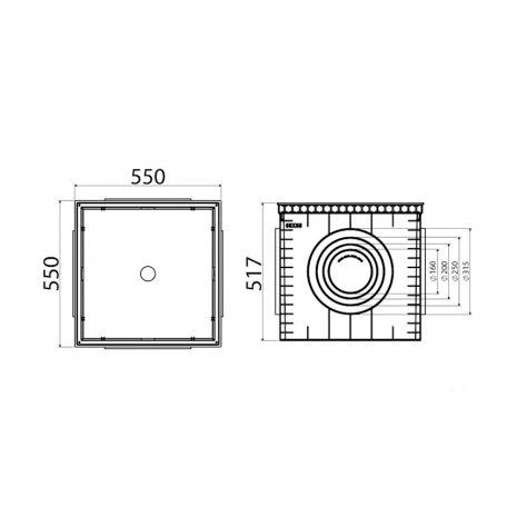Lyuk qutusu LuxWares, 550x550 mm, plastik