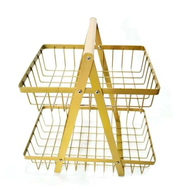 İkimərtəbli meyvə qabı MH26374, 22x36x36 sm, qızılı