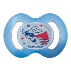 Пустышка Baby Nova, ортодонтическая, 6-18 месяцев, силикон, светящаяся в темноте, синий Пустышка Baby Nova, ортодонтическая, 6-18 месяцев, силикон, светящаяся в темноте, синий