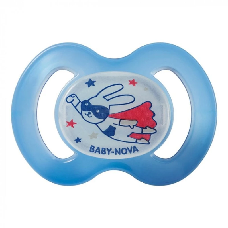 Пустышка Baby Nova, ортодонтическая, 6-18 месяцев, силикон, светящаяся в темноте, синий Пустышка Baby Nova, ортодонтическая, 6-18 месяцев, силикон, светящаяся в темноте, синий
