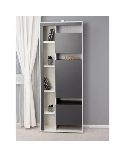 Stellaj, LDSP, 180х60х35 sm, rəflərlə, ağ/boz