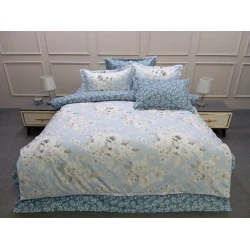 Комплект постельного белья FS-488, пододеяльник 200x220 см, простыня 220x240 см, наволочки 50x70 см 2 шт, двуспальный, голубой