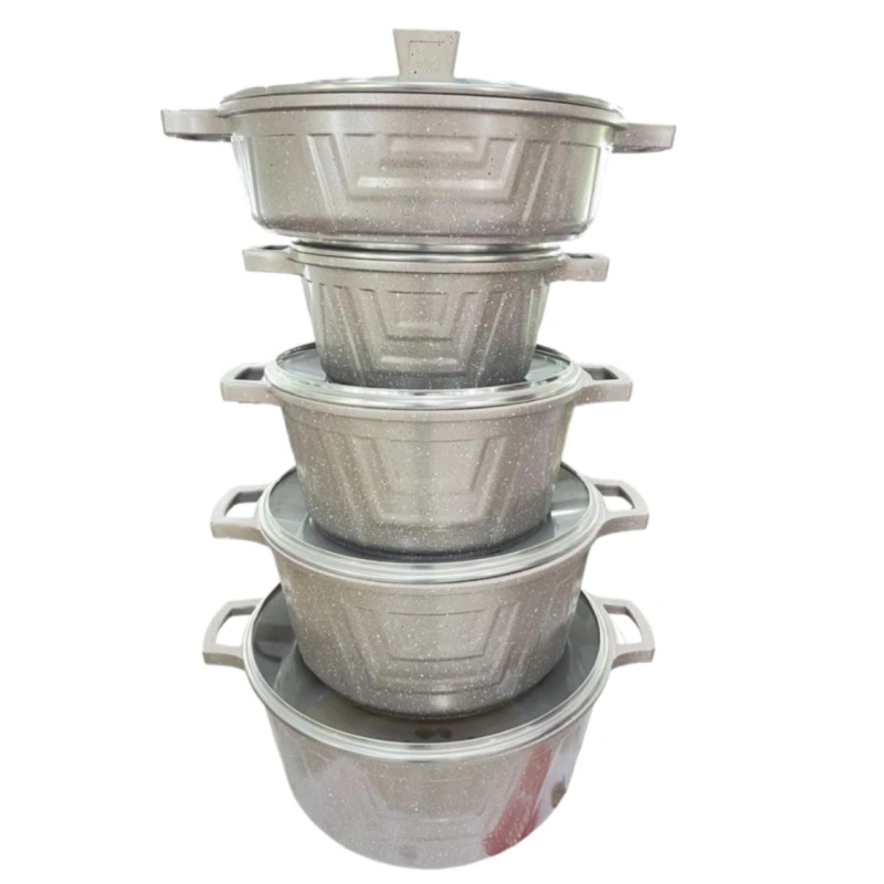 Qazan dəsti ZTW-QDNB, keramika/şüşə, boz, 20/24/28/32 sm, 5 əd