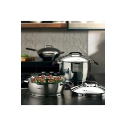 Набор посуды Korkmaz Esta A1050, нержавеющая сталь, с крышкой, 9 предметов, серебристый