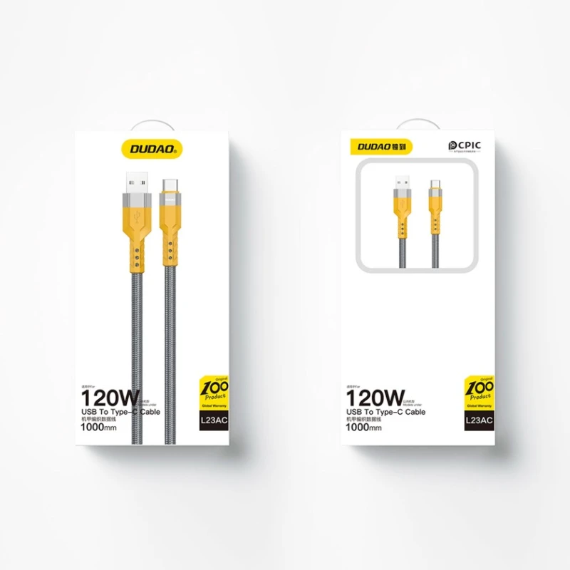 Кабель USB DUDAO L23AC, 1 м, 120W, Серый