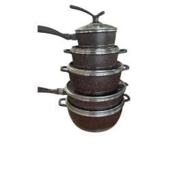 Qazan dəsti, qranit, qəhvəyi, 10 parça, 24/20/32/28 sm