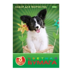 Набор цветной односторонней бумаги Hatber Любимец, А4, 8 листов, 8 цветов, на скобе Набор цветной односторонней бумаги Hatber Любимец, А4, 8 листов, 8 цветов, на скобе