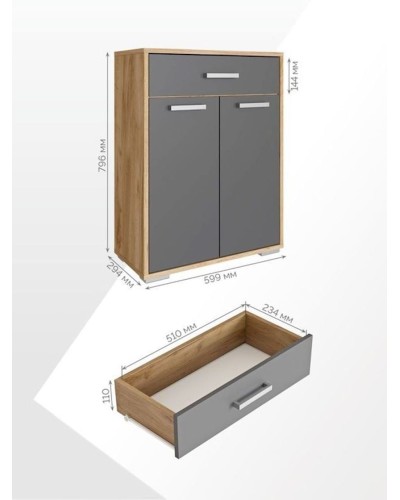 Tumba 59.9x29.4x79.6 sm, LDSP, Boz/Qəhvəyi
