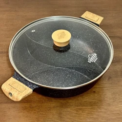 Сковорода двухсекционная Uakeen MK 001, с крышкой, гранит, 32 см, черная