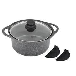 Кастрюля Gipfel Zenit, 22 см, 3.4 л, алюминий, серая Кастрюля Gipfel Zenit, 22 см, 3.4 л, алюминий, серая