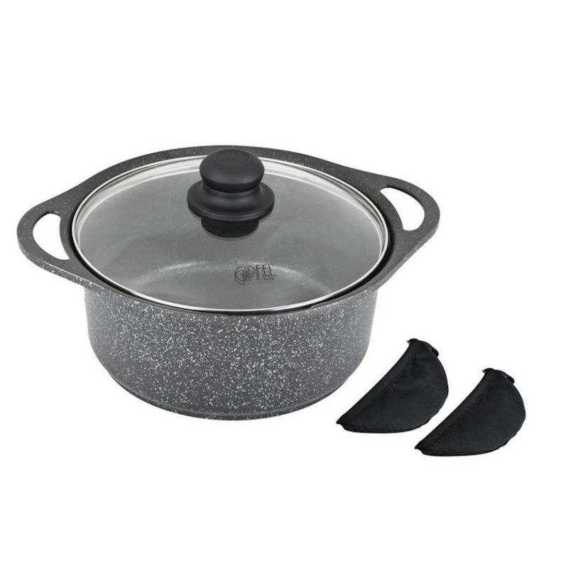 Кастрюля Gipfel Zenit, 22 см, 3.4 л, алюминий, серая Кастрюля Gipfel Zenit, 22 см, 3.4 л, алюминий, серая