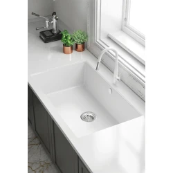 Mətbəx çanağı Deante Corda ZQAA10D, qranit, ağ, 50x80 sm