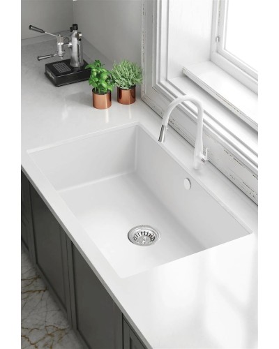 Mətbəx çanağı Deante Corda ZQAA10D, qranit, ağ, 50x80 sm