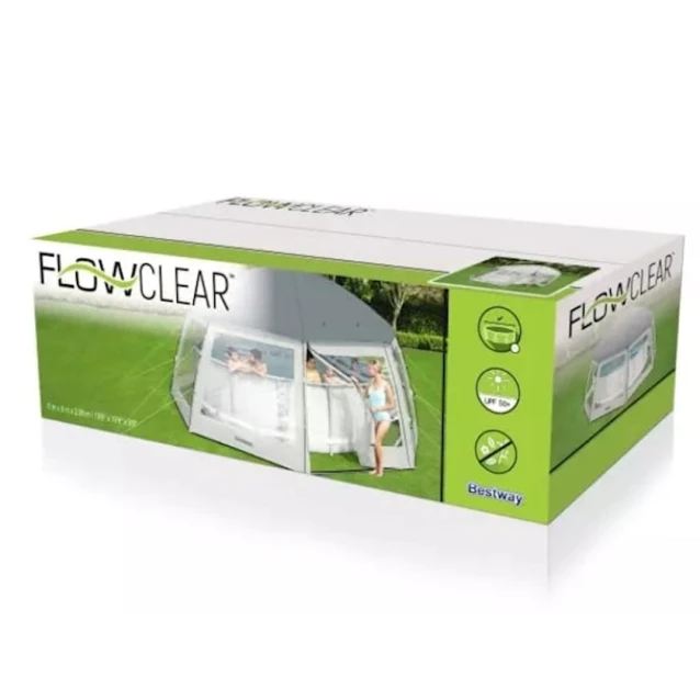 Тент для бассейна Bestway 58612, круглый, 600x600x295 см, серый/прозрачный
