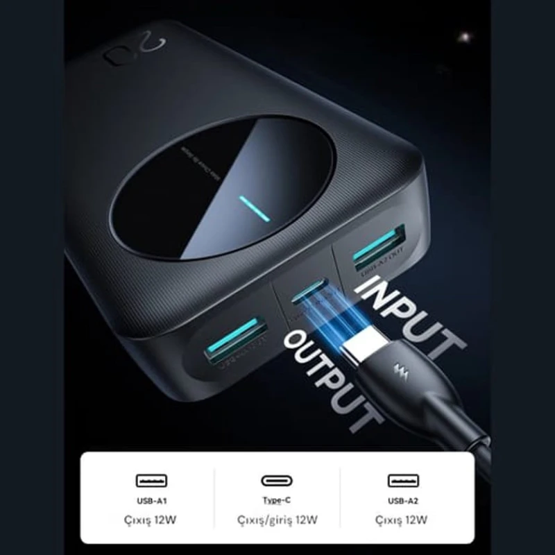 Xarici akkumulyator, powerbank 20000 Joyroom JR-PBF14 22.5W, qara Xarici akkumulyator, powerbank 20000 Joyroom JR-PBF14 22.5W, qara