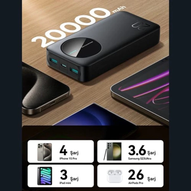 Xarici akkumulyator, powerbank 20000 Joyroom JR-PBF14 22.5W, qara Xarici akkumulyator, powerbank 20000 Joyroom JR-PBF14 22.5W, qara