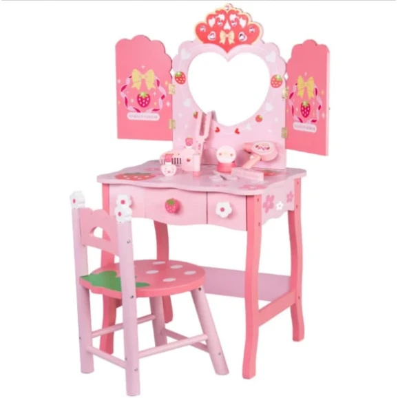 Трюмо и стул LZJ-0718, розовый, 96x49x36.5/49x29x23.5 см Трюмо и стул LZJ-0718, розовый, 96x49x36.5/49x29x23.5 см