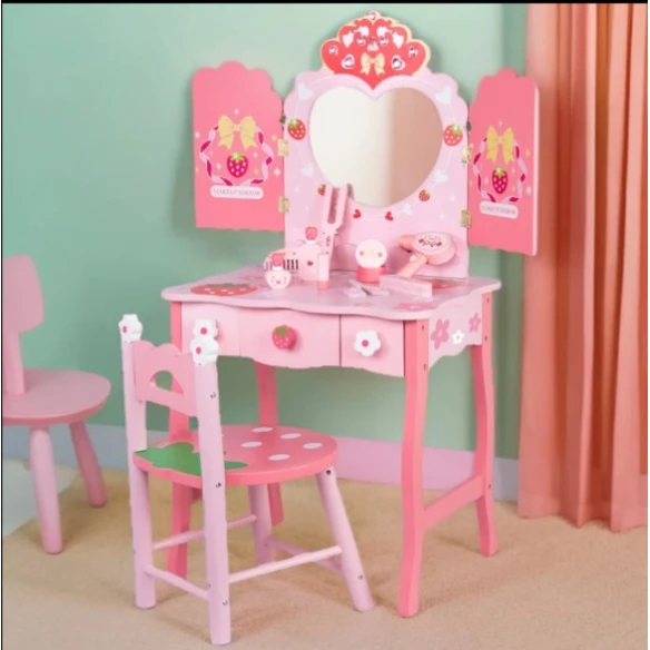 Трюмо и стул LZJ-0718, розовый, 96x49x36.5/49x29x23.5 см Трюмо и стул LZJ-0718, розовый, 96x49x36.5/49x29x23.5 см