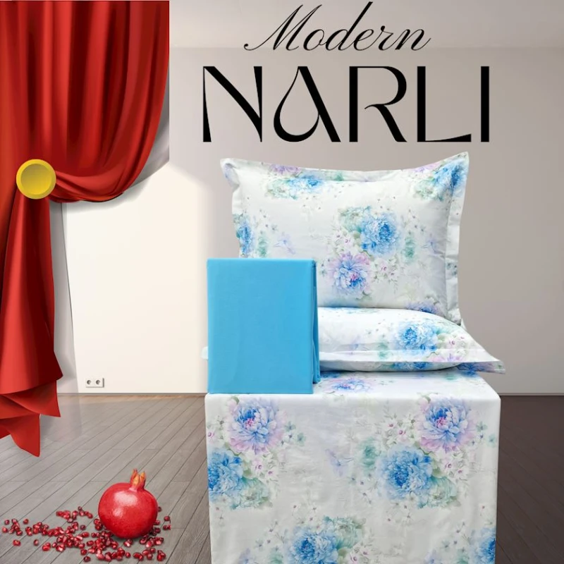 Комплект постельного белья Narlı 1168, пододеяльник 200x220 см, простыня 240х260 см, наволочки 50х70 см, двуспальный, хлопок, разноцветный