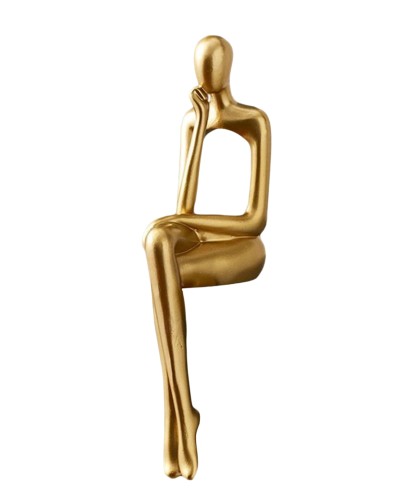 Heykəlcik Gold Decor Sitting Thinker Abstract, qatran