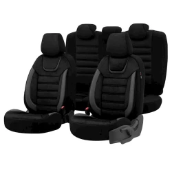 Avtomobil oturacaqları üçün çexol dəsti vidual5, kətan/dəri, qara/boz Avtomobil oturacaqları üçün çexol dəsti vidual5, kətan/dəri, qara/boz