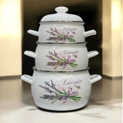 Набор кастрюль Tez-bazar-335, эмаль, разноцветный