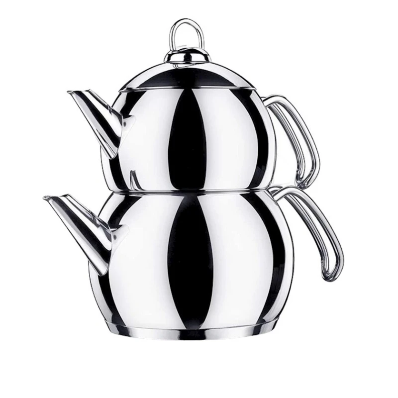 Набор заварочных чайников Korkmaz Tombik A104, 2 шт, нержавеющая сталь, с крышкой, серебристый Набор заварочных чайников Korkmaz Tombik A104, 2 шт, нержавеющая сталь, с крышкой, серебристый