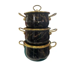 Набор кастрюль, нержавеющая сталь, черный/золотистый, 6 предметов, 18/20/22 см, 2/3/4 л