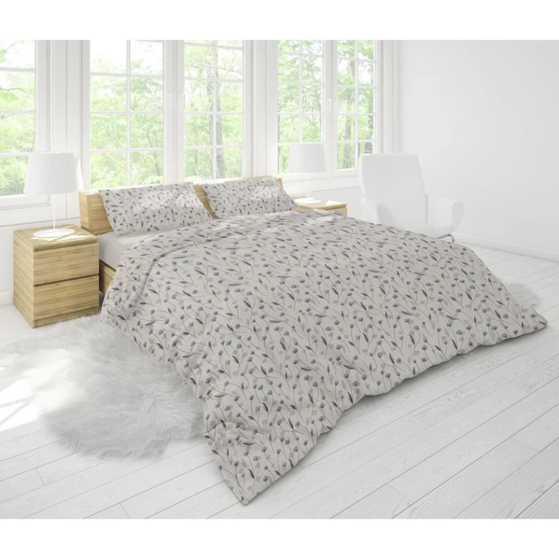 Комплект постельного белья Giltex Bloom, пододеяльник 200х220 см, простыня 240х260 см, наволочки 50х70 см, двуспальный, хлопок, серый