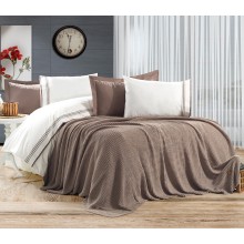 Yataq dəsti Armada Home 14AB, ikinəfərlik, yorğan üzü 200x220 sm, mələfə 240x260+30 sm, yastıq üzü 50x70 sm (2 əd), 60x80 sm (2 əd), toxunma yorğan 220x240 sm, pambıq, ağ/qəhvəyi