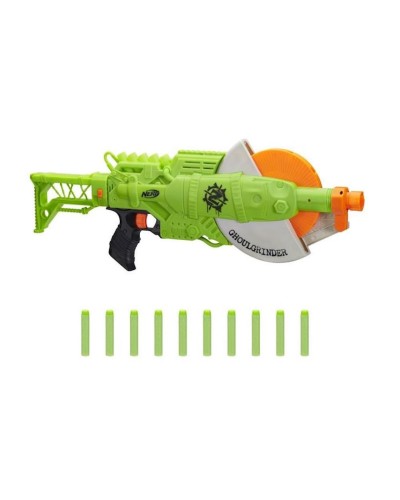 Blaster Nerf Zombie Strike Ghoulgrinder, 10 mızraq, plastik, yaşıl