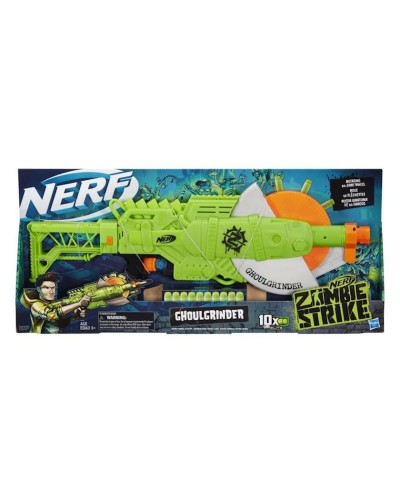 Blaster Nerf Zombie Strike Ghoulgrinder, 10 mızraq, plastik, yaşıl