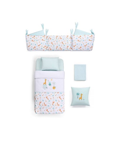 Uşaqlar üçün yataq dəsti Funna baby Giraffe Blue 70/80 sm, 7 əşya, örtük 100х150 sm, mələfə 130х190 sm, yastıq üzü 45х35 sm