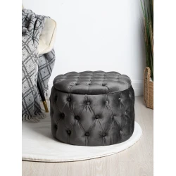 Пуфик 39, ткань, серый, 40x35x35 см