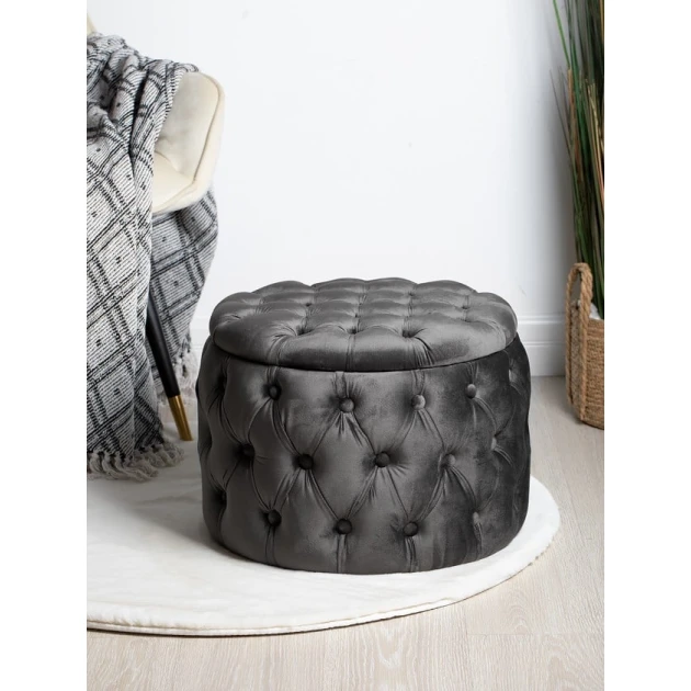 Пуфик 39, ткань, серый, 40x35x35 см