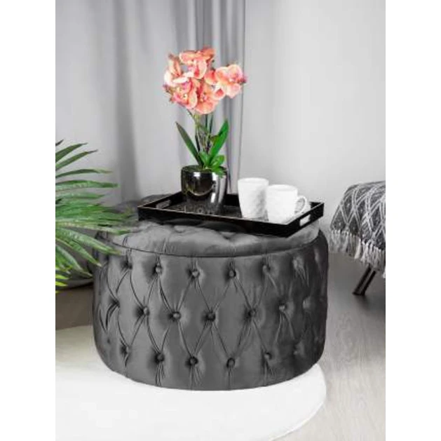 Пуфик 39, ткань, серый, 40x35x35 см