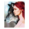 Холст на картоне с контуром Rosa Start Девушка и волк, 30х40 см, хлопок, акрил Холст на картоне с контуром Rosa Start Девушка и волк, 30х40 см, хлопок, акрил