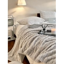 Yastıq üzlüklü dəst Luxe Cotton 000736, ikinəfərlik, örtük 230x250 sm, yastıq üzü 50x70 sm 2 əd, açıq boz