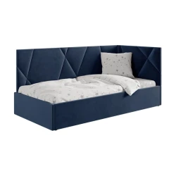 Односпальная кровать Art_tek_yataq 44, ламинат/текстиль, синяя, 200x85x90 см