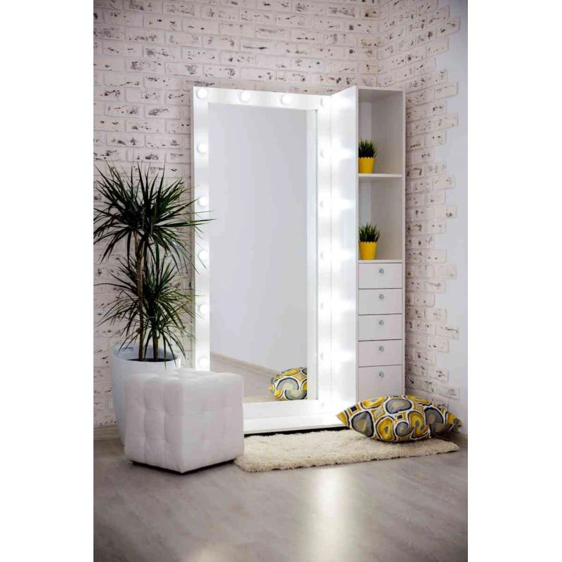 Напольное зеркало, ЛДСП, белое тиснение, 180x40x110 см Напольное зеркало, ЛДСП, белое тиснение, 180x40x110 см